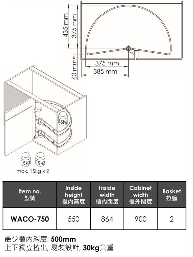 Vauth-Sagel 180 degree corner carousel 180度半圓型轉角拉籃 | Made in Germany |