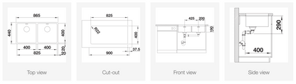 BLANCO Andano 400+400mm Stainless Steel Sink 德國製造直角方形不銹鋼星盆 | Made in Germany |