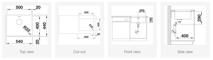 BLANCO Andano 500mm Stainless Steel Sink 德國製造直角方形不銹鋼星盆 | Made in Germany |