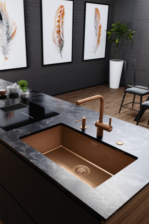 FRANKE Mythos copper sink +copper pull-out mixer Atlas Neo 黃銅色星盤+同款拉出式龍頭