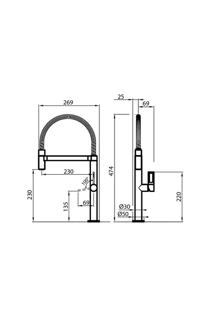 FOSTER PLAY Single lever faucet with rotating barrel and flexible head | Made in Italy |