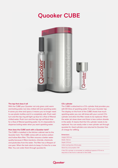 【QUOOKER】CUBE Water 冰水及氣泡水系統 Chilling & Sparkling System for Quooker Taps | From Netherlands |