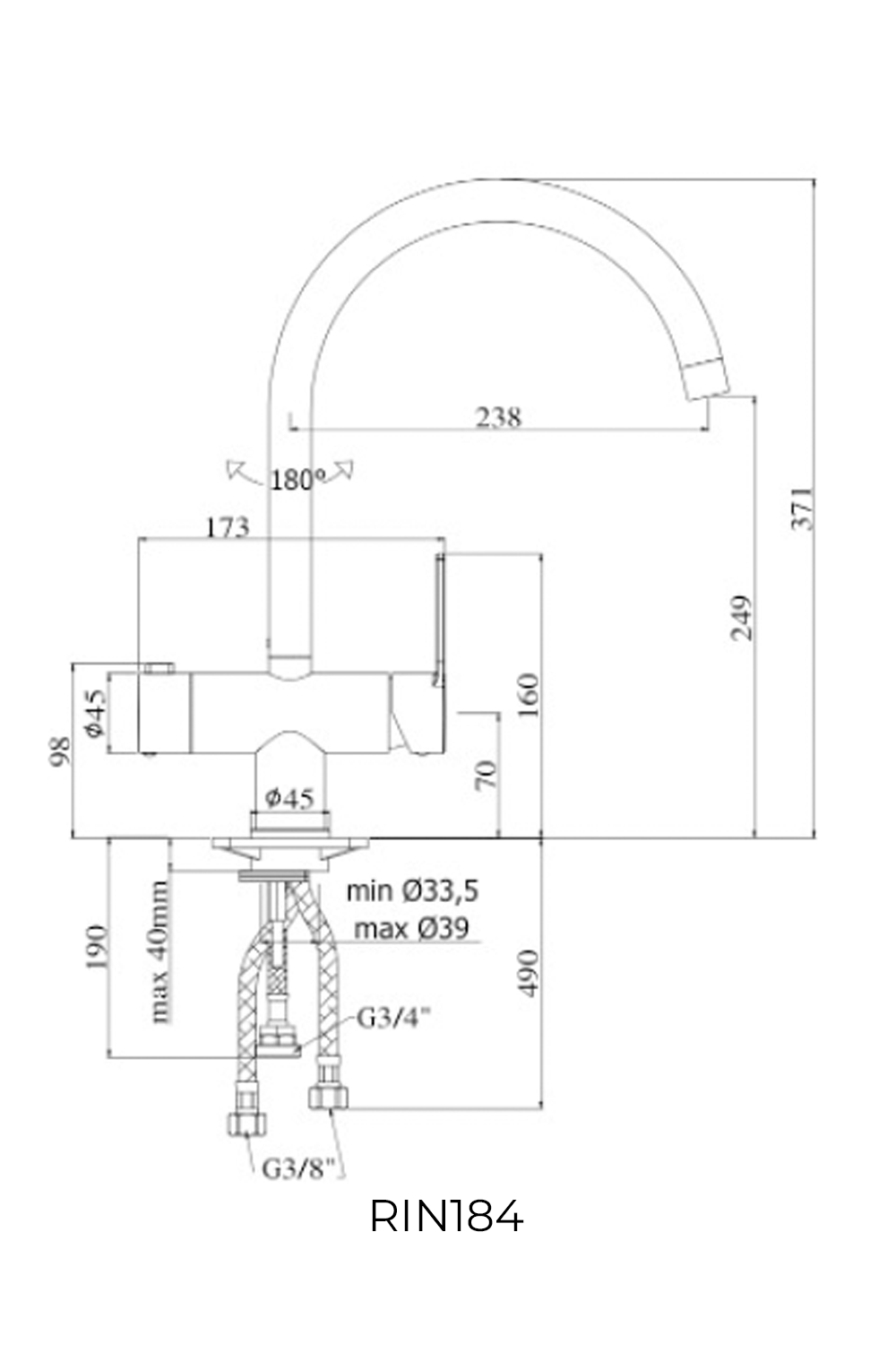 Paffoni RIN184 RINGO-WEST sink mixer with dishwasher machine connection | Made in Italy |