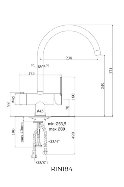 Paffoni RIN184 RINGO-WEST sink mixer with dishwasher machine connection | Made in Italy |