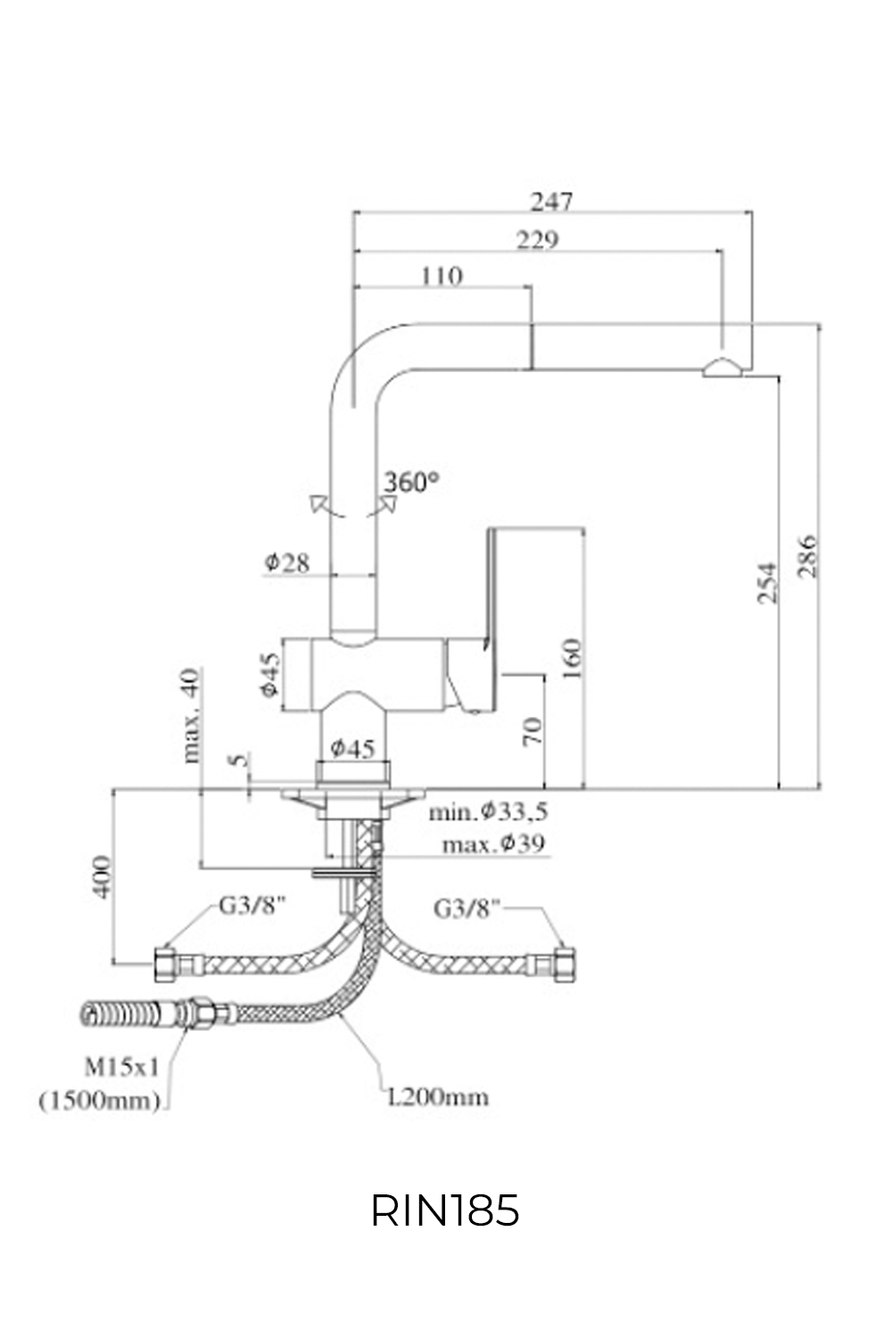 Paffoni RIN185 RINGO-WEST 帶拉出噴嘴的單孔水槽龍頭 |義大利製造| 