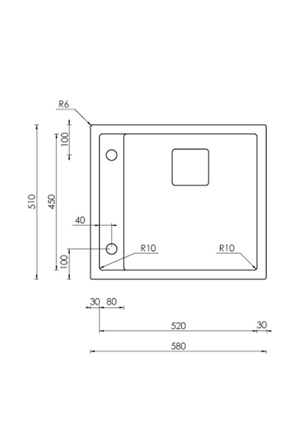 CM ITALIA 520mm R6-Corner Sunken Stainless Steel Sink | Made in Italy | 意大利製 R6小圓角520mm不銹鋼方星 方型星盆 單盆 水糟