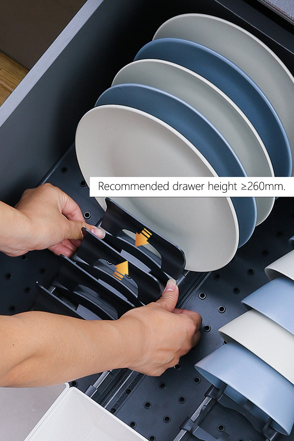 H.260mm Deep drawers magic organizers for Pots &amp; Pans, Bowls &amp; Plates, Utensils 260mm 高抽屜整理隔片 收納 家居整理