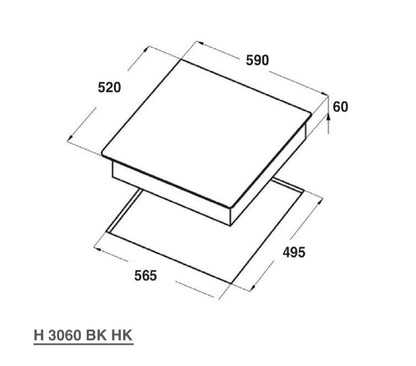 NODOR H3060BKHK 600mm induction free zone and ceramic hob