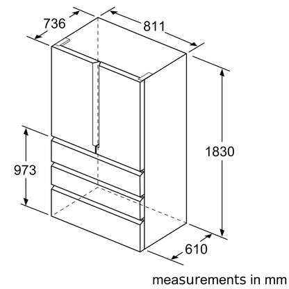 SIEMENS iQ700 KF86FPBEA 810mm Freestanding side-by-side Fridge | iF Design Award 2020 |