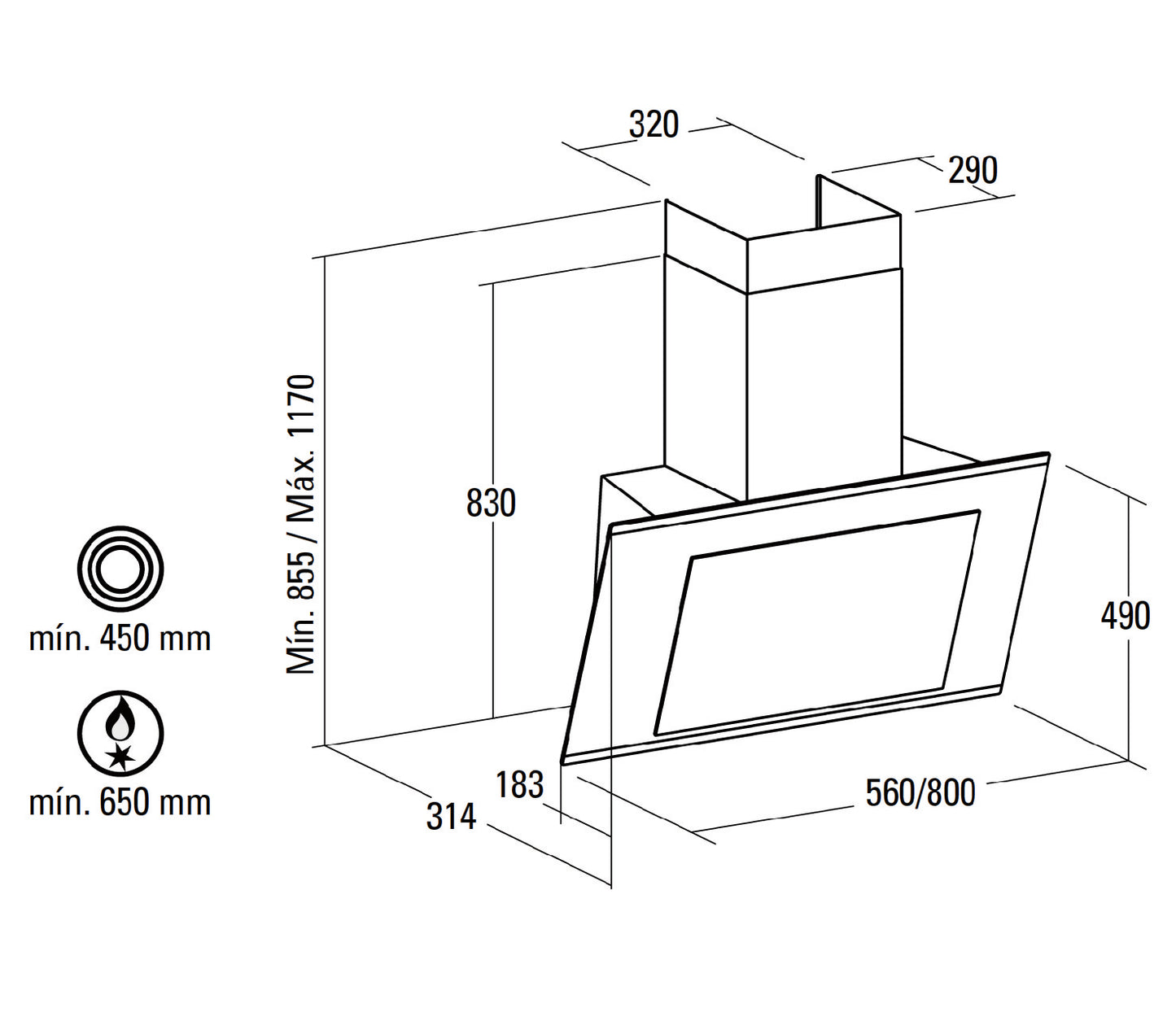 NODOR NOSTRUM 560mm wall mounted rangehood