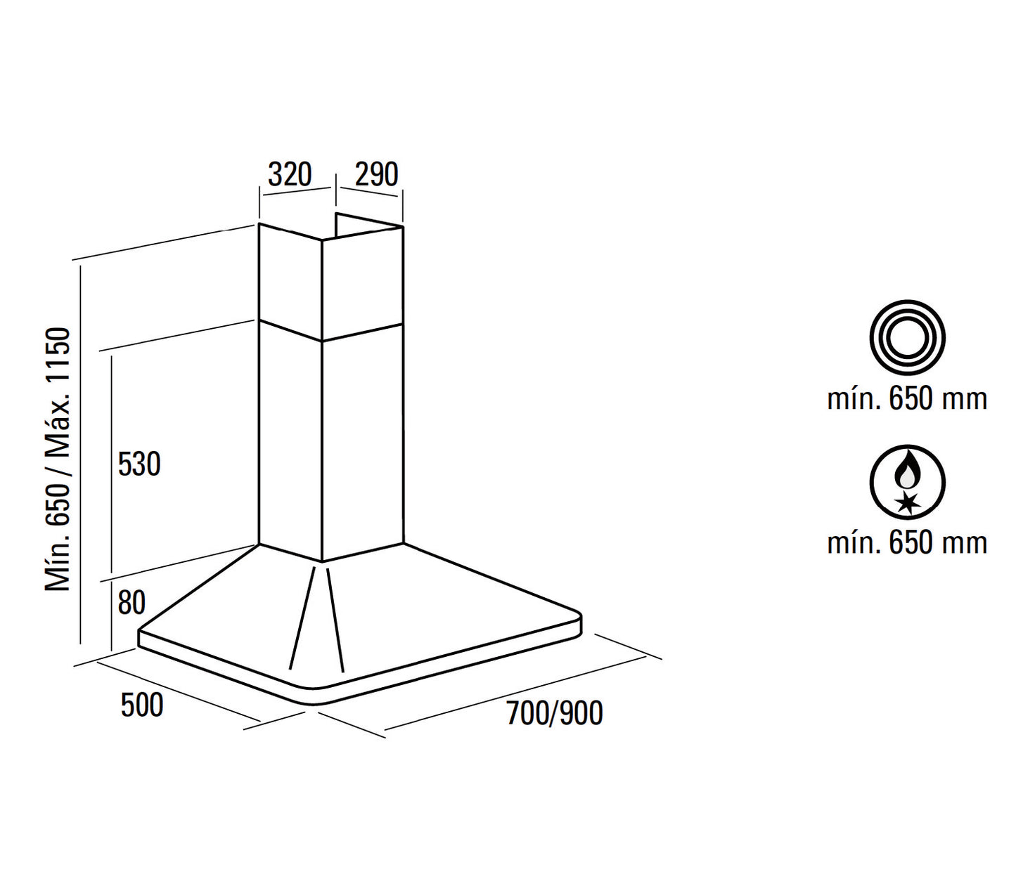 NODOR PLAZA 900/700mm wall mounted rangehood