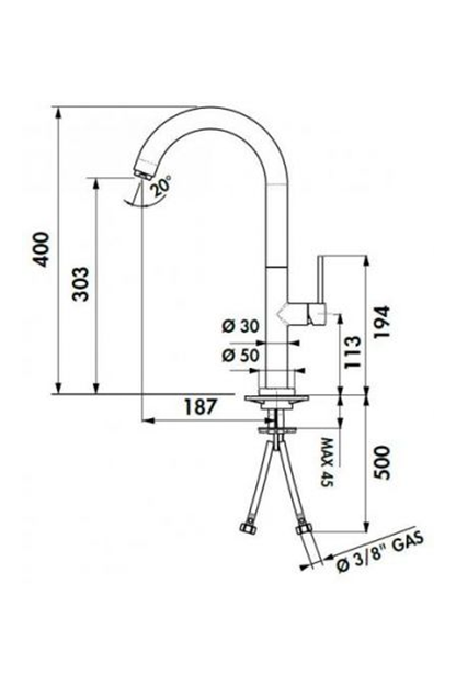 LUISINA RC702N single lever kitchen sink mixer | Made in Italy |