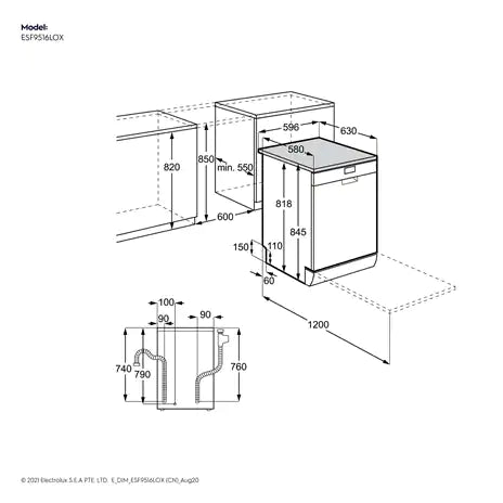 ELECTROLUX ESF9516LOX 600mm(W) Free standing dishwasher with MaxiFlex 獨立式洗碗碟機  | 廚房電器 | 家電 |