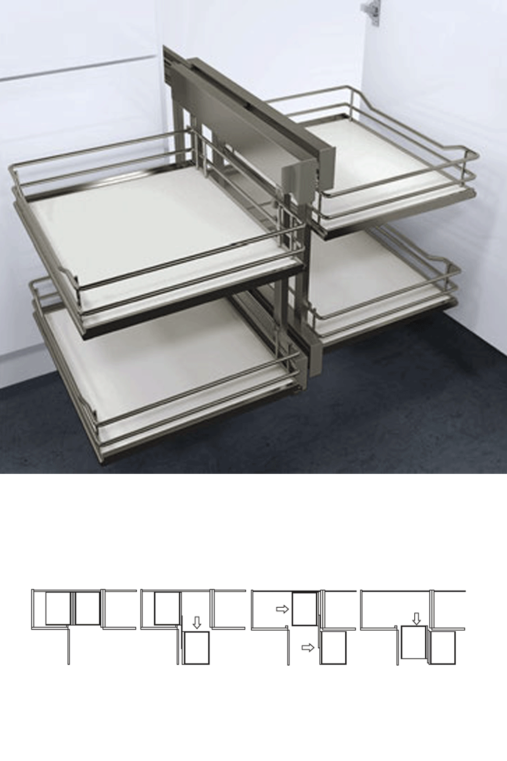 VAUTH-SAGEL soft-closing COR Flex pull out basket 緩衝關閉 全拉出式轉角拉籃 | Made in Germany |