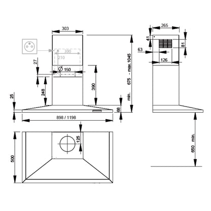 ROBLIN Iris 900/1200mm wall mounted rangehood | Made in France |